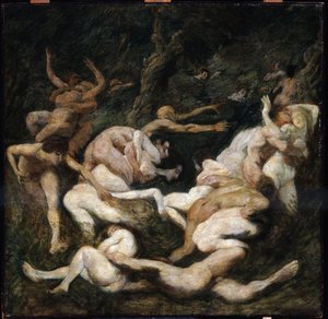 Únosy žen. Obraz Ludwiga von Hofmanna (1861-1945). Olej na plátně. Slunce: 70,8 x 72 cm. Puškin, Moskva Únos žen od Ludwig von Hofmann