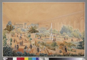 Výstava květin v moskevské manéži. Dílo Luigiho Premazziho (1814-1891), akvarel a kvaš na papíře od Luigi Premazzi