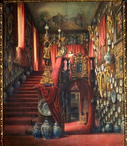 Schody domu barona Alexandra von Stieglitz (1814-1884) v Petrohradu (Rusko). Dílo Luigiho Premazziho (1814-1891), akvarel na papíře, cca 1870. Italské umění