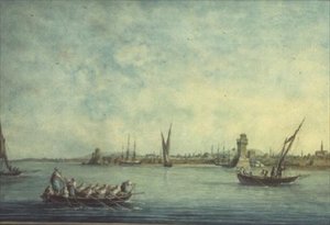 Pohled na Rhodos od moře od Luigi (after) Mayer