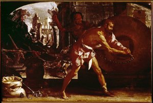 Samson a mlýnský kámen (olej na plátně, cca 1650)