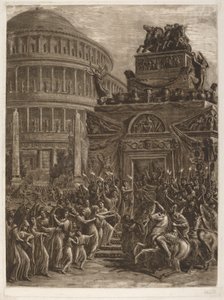 Hadriánovo tělo ležící ve státě vedle jeho mauzolea, konec 18.-začátek 19. století. od Luigi Ademollo