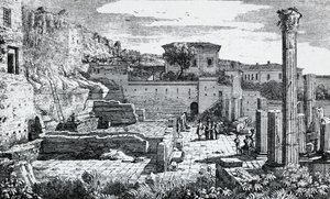 Ruiny Vespasiánova chrámu v Brescii, rytina Louis Basiletti (1780-1860), Itálie od Luigi Basiletti