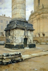 Trajánův sloup v Římě od Luigiho Bazzaniho (1836-1927). Olej na plátně 70,5 x 103 cm.