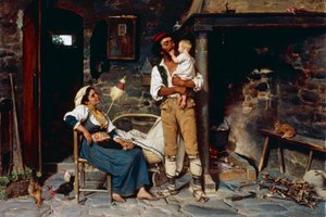 Dětská hra (olej na plátně) od Luigi Bechi