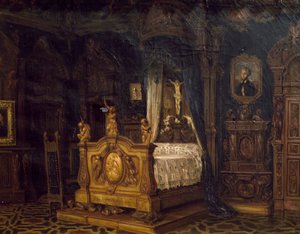 Interiér ložnice šlechtice Gian Giacomo Poldi Pezzoli, cca 1860