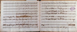 Dvoustrana, podepsána autorem partitury ke Koncertu pro violoncello a orchestr Es od Luigiho Boccheriniho od Luigi Boccherini