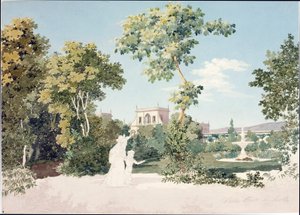 Pohled na Villa Corsi v Sesto Fiorentino poblíž Florencie (akvarel, cca 1825) od Luigi Garibbo