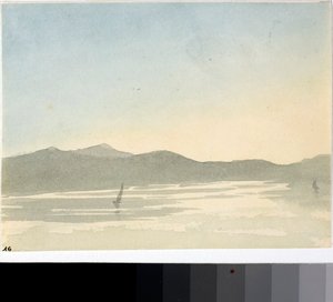 Pohled na jezero za úsvitu (Watercolor, c.1825) od Luigi Garibbo