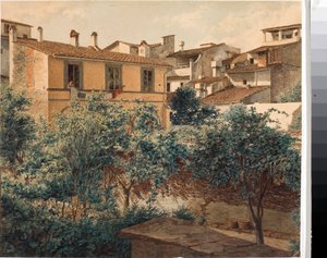 Pohled na domy ve Florencii (Akvarel, cca 1825) od Luigi Garibbo