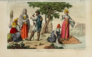 ruští rolníci. Ilustrace ze starověkých a moderních zvyků nebo vládní historie... od Giulia Ferraria, 1831