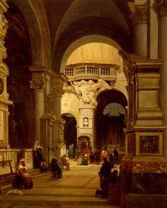Santa Maria del Popolon kirkko Roomassa, kirjoittanut Luigi Marchesi (1825-1862) od Luigi Marchesi