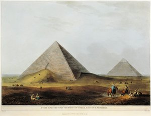 Arabské obydlí postavené na starověkých ruinách podél kanálu Menuf v Egyptě z Pohledů v Egyptě od Luigi Mayera, rytina od Luigi Mayer
