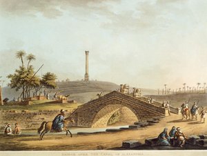 Egypt, most přes Alexandrijský kanál, Luigi Mayer, rytina