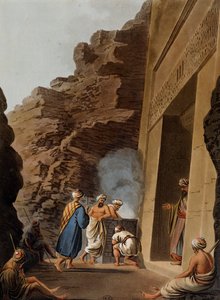 Vchod do pohřební komory u Sfingy v Gíze, rytina, Luigi Mayer (1755-cca 1803), z Pohledů v Egyptě, Palestině a dalších částech Osmanské říše od Luigi Mayer