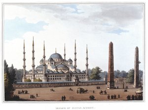 Mešita sultána Ahmeda (1609-1616), Istanbul. v „“ Pohledy na Osmanské nadvlády, v Evropě, Asii a na některé středomořské ostrovy“““ z původních kreseb pořízených Luigi Mayerem, Londýn od Luigi Mayer