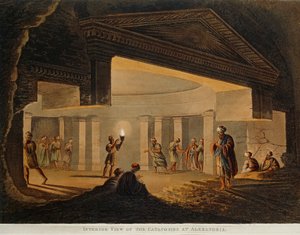 Pohled na katakomby v Alexandrii (Egypt) z Pohledů v Egyptě od Luigi Mayera, rytina od Luigi Mayer