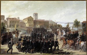 Dobytí města Peschiera del Garda Piemonty, 30. května 1848 (olej na plátně