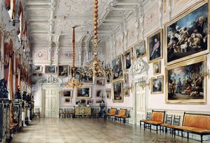 Taneční sál v domě hraběte Bezborodka, Petrohrad, 1849 (pero, štětec, wc, inkoust a bílá barva na papíře, 1849 (pero, štětec, wc, inkoust a bílá barva na papíře)