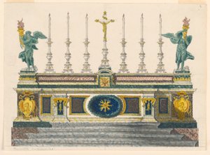 Kresba, Oltář z barevných mramorů, asi 1820