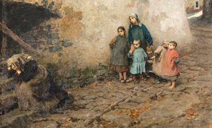 Škola bolesti Děti sledují pláč matky Obraz od Luigi Rossiho (1853-1923) 1895 Soukromá sbírka