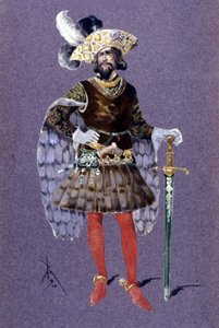 Modré vousy. kresba Luigi Sapelli Caramba (1865-1936) z roku 1910 pro operu Ariane a modré vousy od Paula Dukase