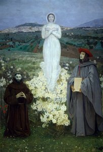 Zjevení Panny Marie svatému Františkovi z Assisi a Bonaventury od Luigiho Serry (1846-1888). od Luigi Serra