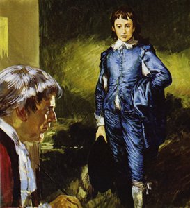 Gainsborough maluje svůj slavný portrét Blue Boy (barevná litografie) od Luis Arcas Brauner