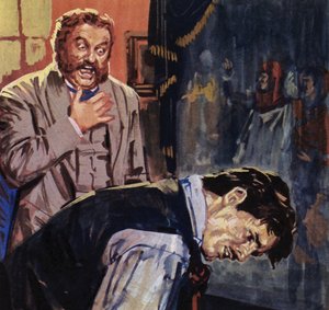 Když Eugene Delacroix odhalil Guerinovi svůj obraz, byl umělec zděšen (barevná litografie). od Luis Arcas Brauner