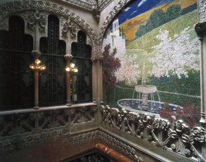 Mosaiques, Casa Nava (1901-1907), a Reus - DOMENECH I MONTANER, Lluis (1850-1923). Dům Navas. 1901-1907. ŠPANĚLSKO. Reus. Dům Navas. Mozaiková výzdoba interiéru. Moderna. Architektura.