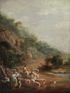 ""Scéna s vesničany"" (Scéna s vesničany) Malba Luise Pareta y Alcazara (1746-1799) - 1786 - Olej na plátně - Velikost 48x37,2 cm Museo de Bellas Artes de Bilbao
