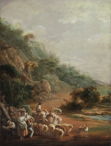 Scéna s vesničany (fragment) od Luis Paret y Alcazar
