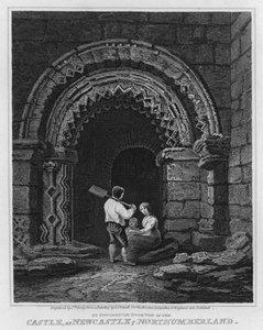 Ornamented Doorway in the Castle, v Newcastle, Northumberland (rytina)