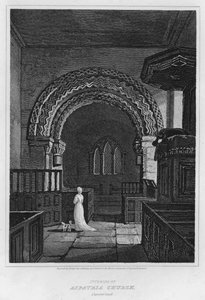 Interiér kostela Aspatria, Cumberland (rytina) od Luke (after) Clennell