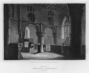 Interiér katedrály Carlisle, Cumberland (rytina) od Luke (after) Clennell