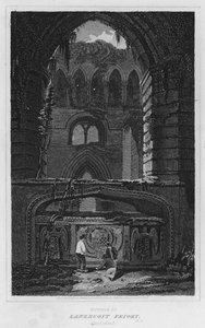 Interiér Lanercost Priory, Cumberland (rytina) od Luke (after) Clennell