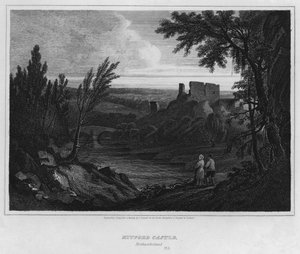 Mitford Castle, Northumberland (rytina)