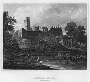 Prudhoe Castle, Northumberland (rytina)