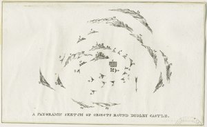 Dudley - Panorama oblasti hradu Dudley: litografie, nd [c 1825] (tisk) od Luke Booker