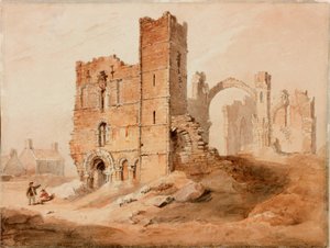 Lindisfarne Abbey - West Front (tužka a akvarel na papíře)