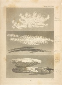 Typy mraků podle popisu autora:
a,a, ukazuje charakter cirro-cumulu, stejně jako jeho vzhled v dálce, b,b, světlý a tmavý cirro-stratus; první je pořízen těsně před začátkem deštivého počasí, druhý ve dvojčatech. od Luke Howard