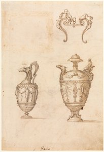 Design pro dvě vázy a ornament recto, polovina 1500.