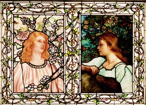Jaro a podzim, vyrábí Tiffany Glass & Manufacturing Co., kolem roku 1892 (olovnaté sklo)