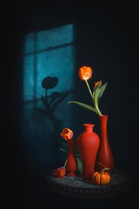 Zátiší s náladovými tulipány