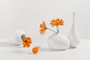 Moderní zátiší s oranžovými květinami od Lydia Jacobs