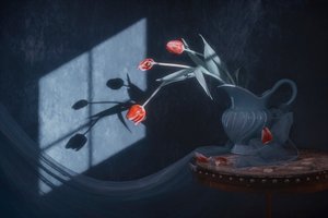 Tulipány ve světle okna od Lydia Jacobs