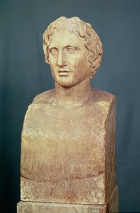 Portrétní busta Alexandra Velikého (356-323 př.nl) známá jako Azara herm, řecká replika originálu ze 4. století před naším letopočtem (mramor) od Lysippos (after)