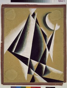 Konstrukce. Dílo Lyubov (Lioubov) Sergejevna Popova (1889-1924), kvaš na kartonu od Lyubov Sergeevna Popova