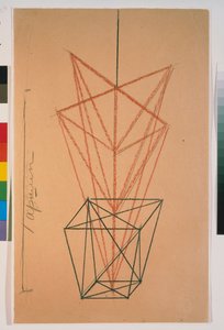 Muškáty v květináči. Náčrt hry "Le cocu magnificient"" od Fernanda Crommelyncka (1886-1970). Dílo Lyubov (Lioubov) Sergejevna Popova (1889-1924), tužka na papíře od Lyubov Sergeevna Popova