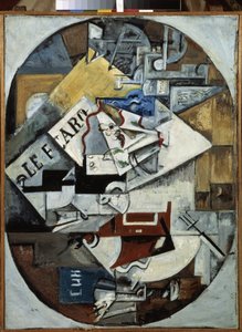 Stálý život. (Le Figaro) Malba Ljubova (Lioubova) Sergejevna Popova (1889-1924), olej na plátně od Lyubov Sergeevna Popova